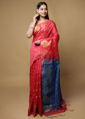 Pink Matka Silk Saree With Blouse Piece