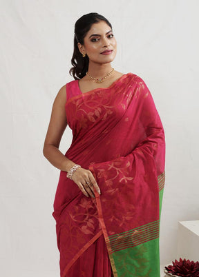 Pink Matka Silk Saree With Blouse Piece - Indian Silk House Agencies