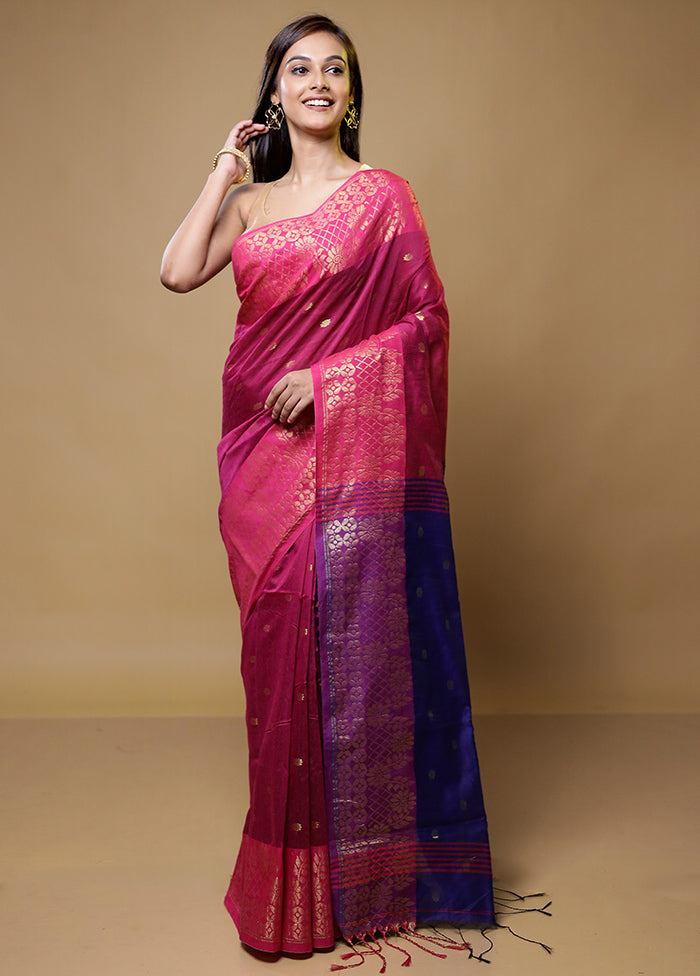 Blue Matka Silk Saree With Blouse Piece