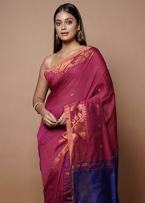 Pink Matka Silk Saree With Blouse Piece