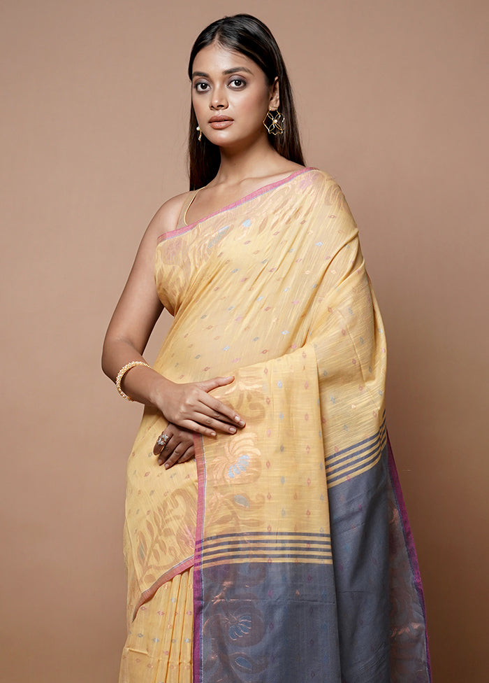 Yellow Matka Silk Saree With Blouse Piece