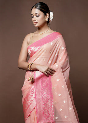 Pink Katan Silk Saree With Blouse Piece