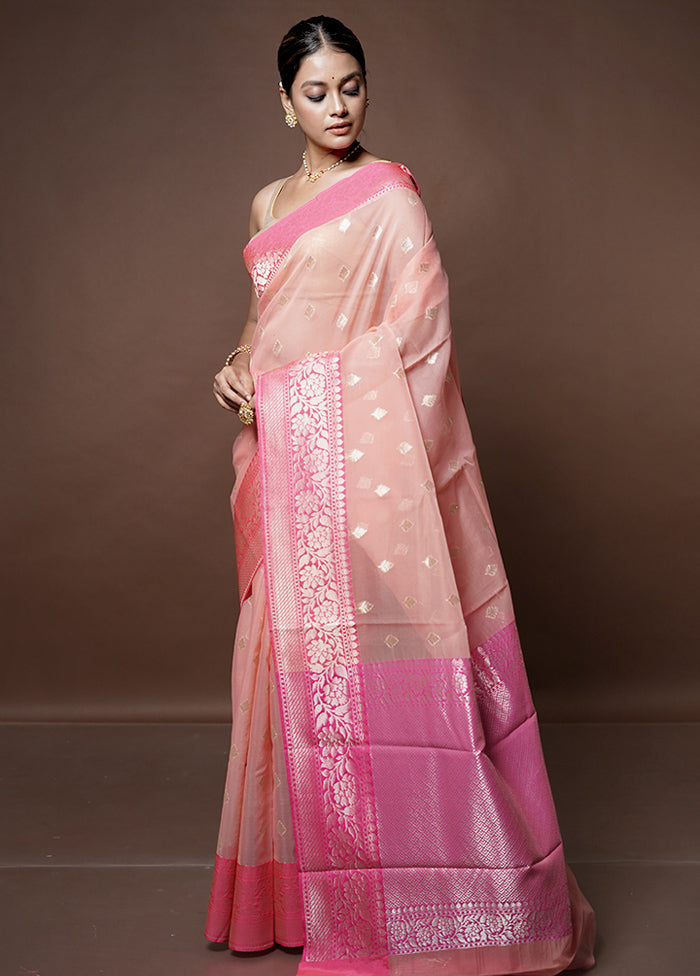 Pink Katan Silk Saree With Blouse Piece