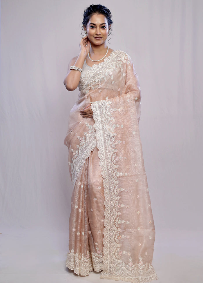 Cream Pure Kota Saree With Blouse Piece - Indian Silk House Agencies