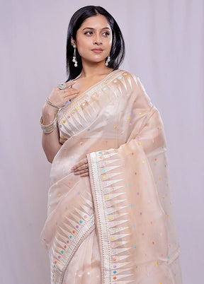 Cream Pure Organza Saree With Blouse Piece - Indian Silk House Agencies