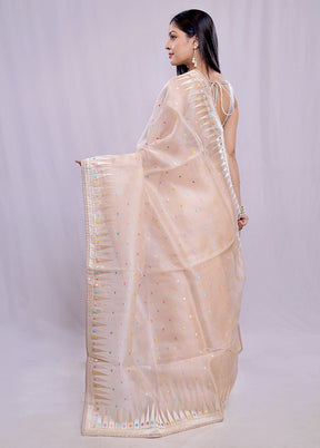 Cream Pure Organza Saree With Blouse Piece - Indian Silk House Agencies