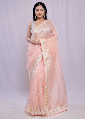 Peach Pure Organza Saree With Blouse Piece - Indian Silk House Agencies