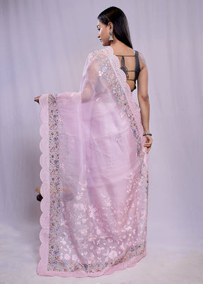 Pink Pure Organza Saree With Blouse Piece - Indian Silk House Agencies