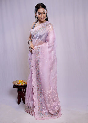 Pink Pure Organza Saree With Blouse Piece - Indian Silk House Agencies