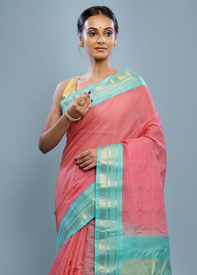 Pink Silk Cotton Gadwal Saree Without Blouse Piece - Indian Silk House Agencies