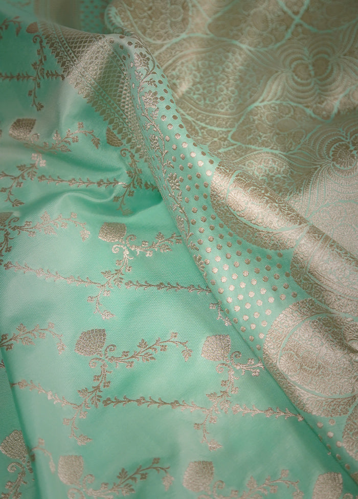 Green Banarasi Silk Saree With Blouse Piece - Indian Silk House Agencies