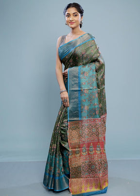 Green Tussar Silk Saree With Blouse Piece - Indian Silk House Agencies