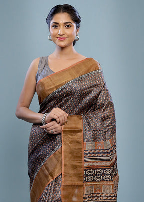 Blue Tussar Silk Saree With Blouse Piece - Indian Silk House Agencies