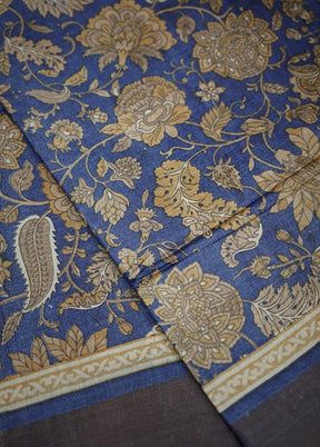 Blue Tussar Silk Saree With Blouse Piece - Indian Silk House Agencies