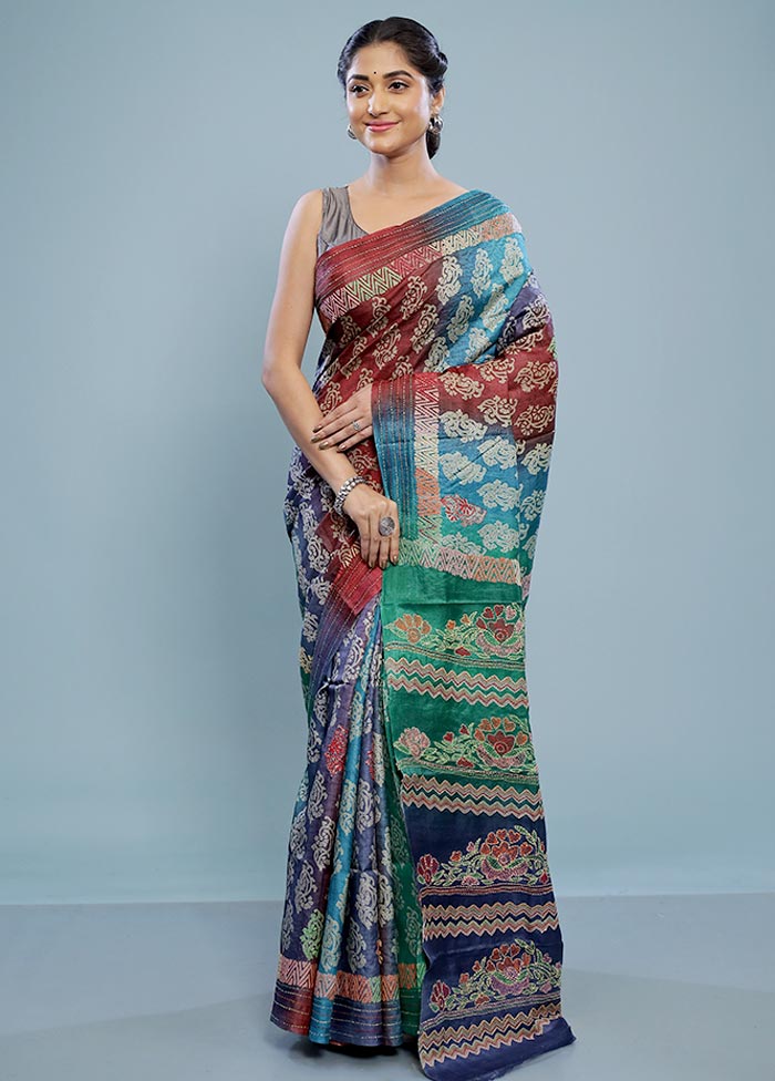 Green Tussar Silk Saree With Blouse Piece - Indian Silk House Agencies