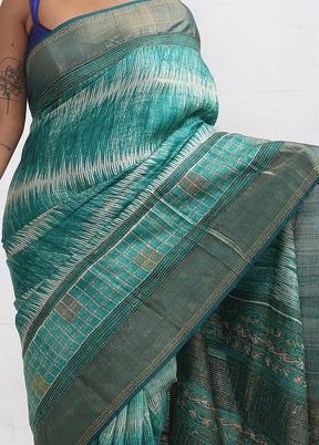 Sky Blue Tussar Silk Saree With Blouse Piece - Indian Silk House Agencies