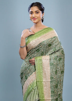 Green Embroidered Tussar Silk Saree With Blouse Piece - Indian Silk House Agencies