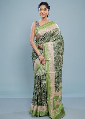 Green Embroidered Tussar Silk Saree With Blouse Piece - Indian Silk House Agencies