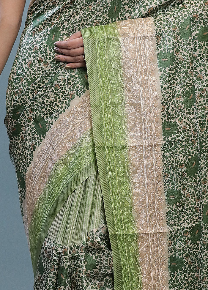 Green Embroidered Tussar Silk Saree With Blouse Piece - Indian Silk House Agencies