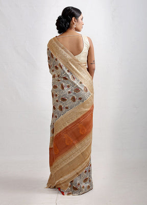 Cream Embroidered Tussar Silk Saree With Blouse Piece - Indian Silk House Agencies