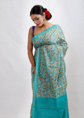 Blue Chanderi Cotton Saree With Blouse Piece - Indian Silk House Agencies