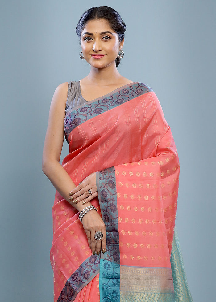 Pink Kanjivaram Silk Saree With Blouse Piece - Indian Silk House Agencies