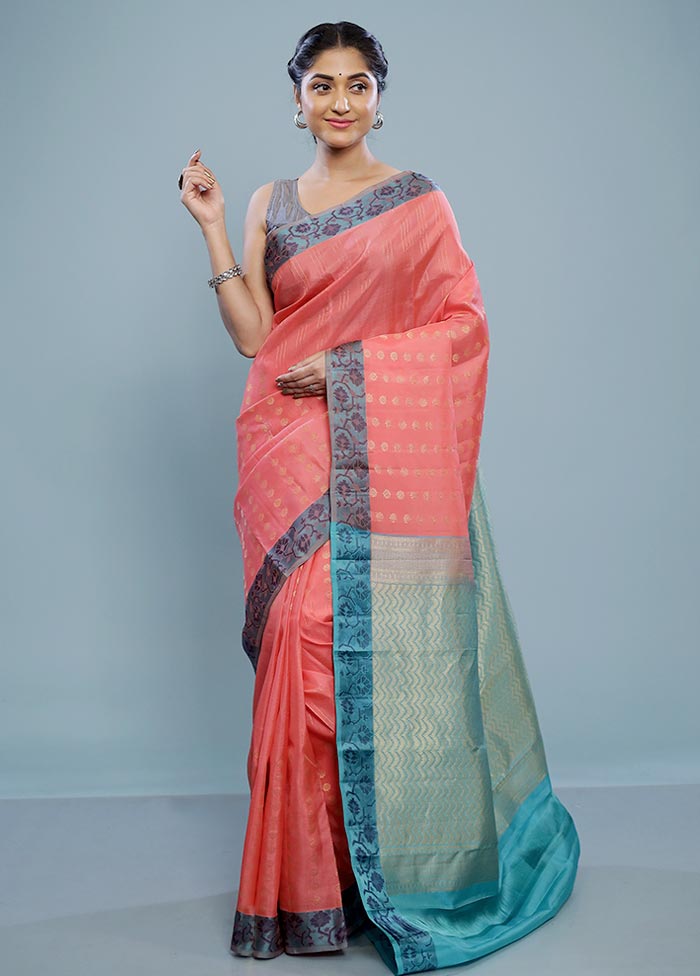 Pink Kanjivaram Silk Saree With Blouse Piece - Indian Silk House Agencies