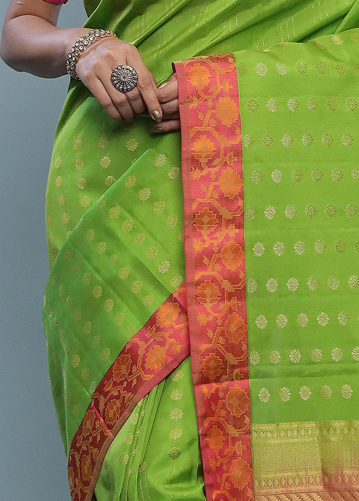 Green Kanjivaram Silk Saree With Blouse Piece - Indian Silk House Agencies