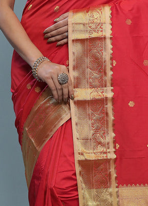 Pink Kanjivaram Silk Saree With Blouse Piece - Indian Silk House Agencies