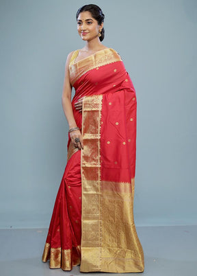 Pink Kanjivaram Silk Saree With Blouse Piece - Indian Silk House Agencies