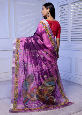 Pink Dupion Silk Saree With Blouse Piece