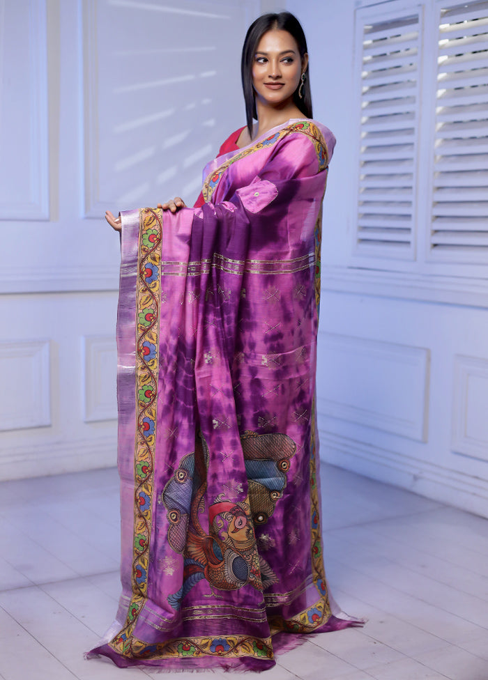 Pink Dupion Silk Saree With Blouse Piece