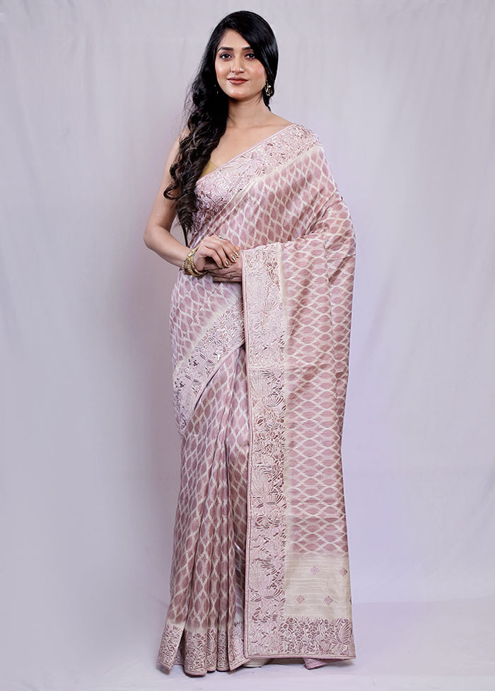 Cream Tussar Silk Saree With Blouse Piece - Indian Silk House Agencies