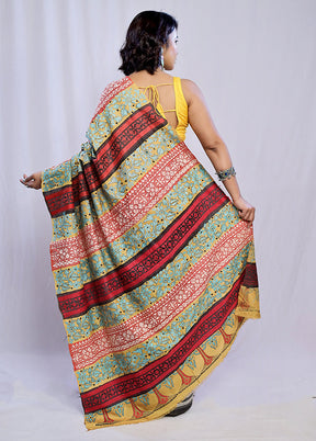 Yellow Kantha Stitch Pure Silk Saree With Blouse Piece - Indian Silk House Agencies