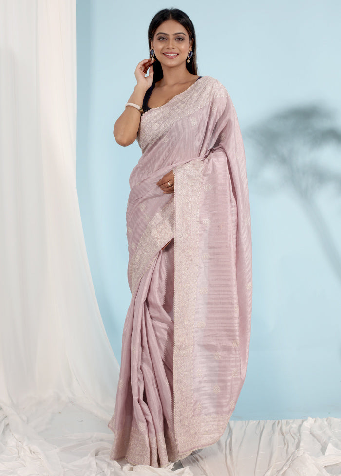 Purple Tussar Silk Saree With Blouse Piece - Indian Silk House Agencies