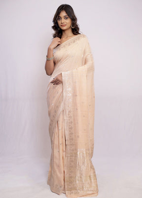 Cream Tussar Silk Saree With Blouse Piece - Indian Silk House Agencies