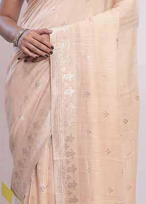 Cream Tussar Silk Saree With Blouse Piece - Indian Silk House Agencies