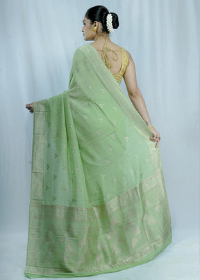 Green Tussar Silk Saree With Blouse Piece - Indian Silk House Agencies