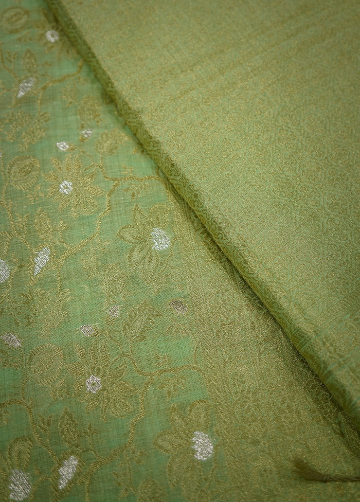 Green Dupion Silk Saree With Blouse Piece - Indian Silk House Agencies