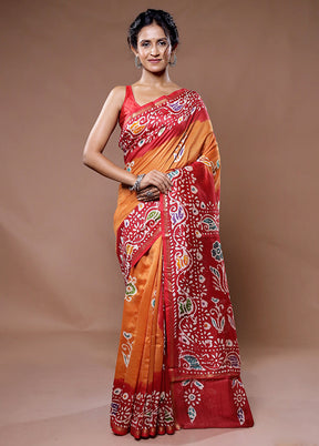 Multicolor Chanderi Cotton Saree With Blouse Piece - Indian Silk House Agencies