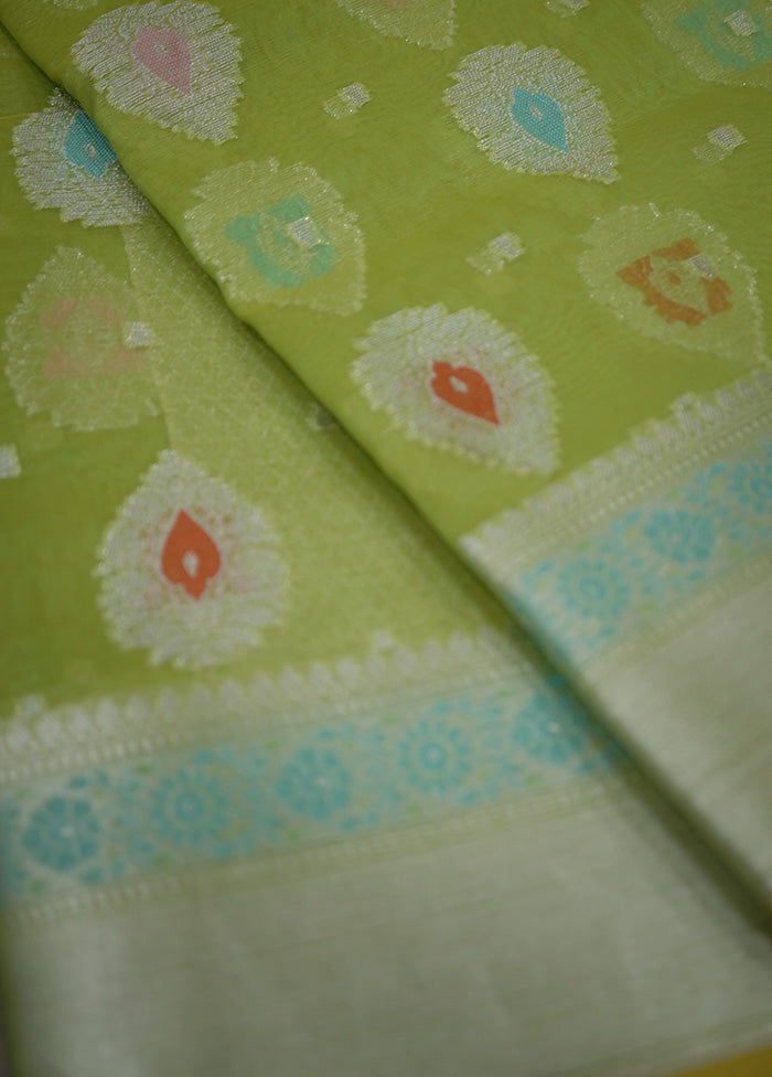 Green Kora Silk Saree With Blouse Piece - Indian Silk House Agencies