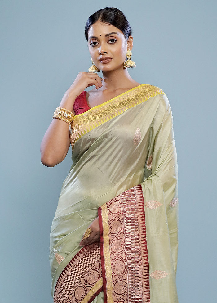 Green Katan Pure Silk Saree With Blouse Piece - Indian Silk House Agencies