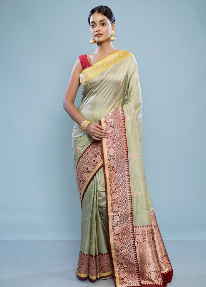 Green Katan Pure Silk Saree With Blouse Piece - Indian Silk House Agencies