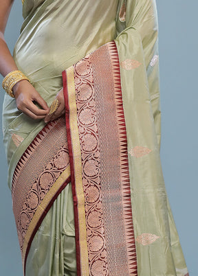 Green Katan Pure Silk Saree With Blouse Piece - Indian Silk House Agencies