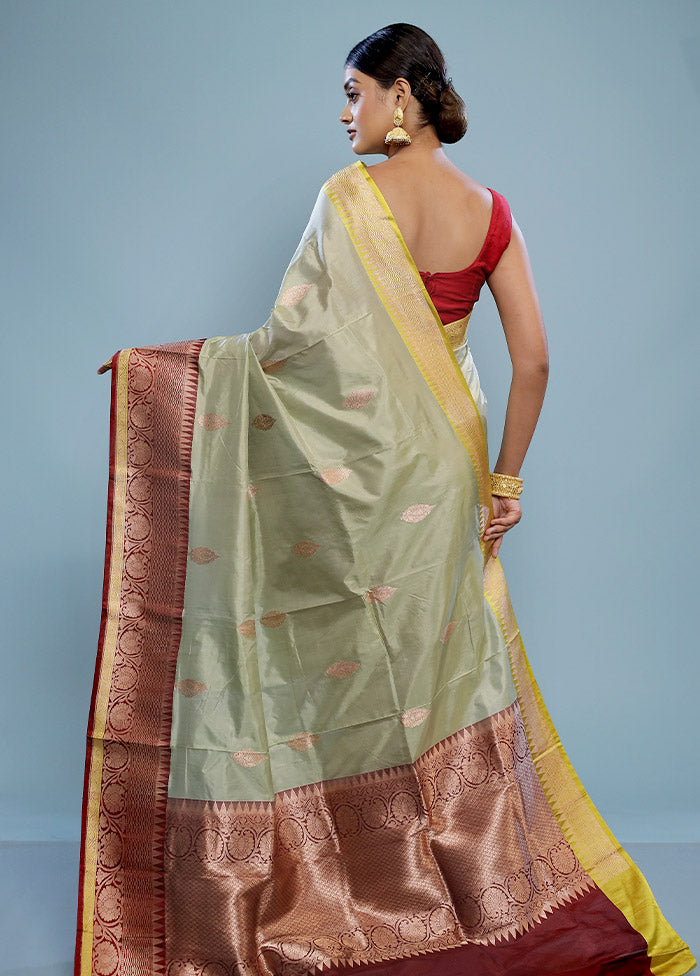 Green Katan Pure Silk Saree With Blouse Piece - Indian Silk House Agencies