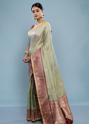 Green Katan Pure Silk Saree With Blouse Piece - Indian Silk House Agencies