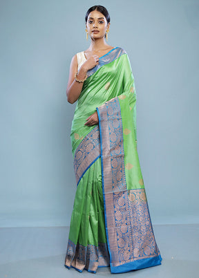 Green Katan Pure Silk Saree With Blouse Piece - Indian Silk House Agencies