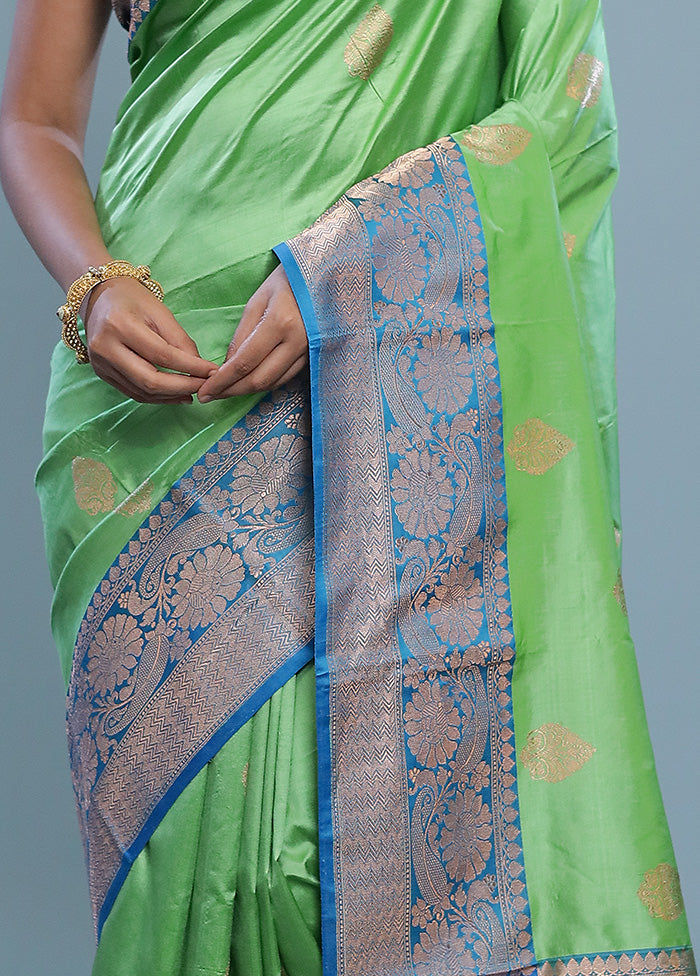 Green Katan Pure Silk Saree With Blouse Piece - Indian Silk House Agencies