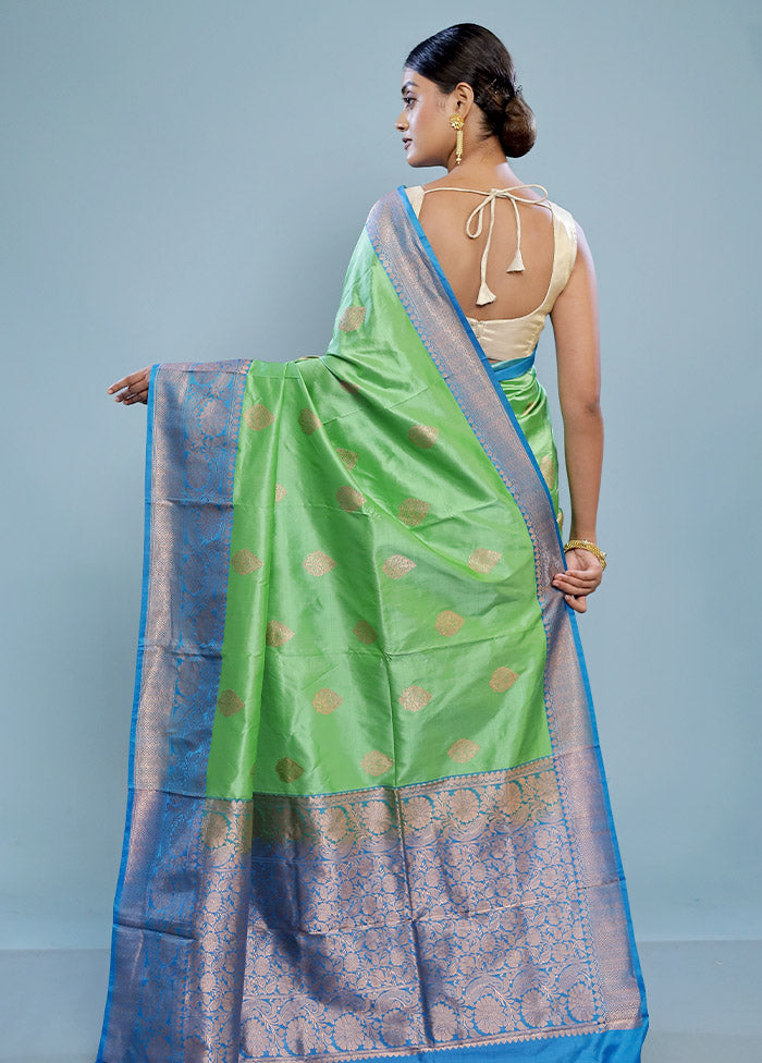 Green Katan Pure Silk Saree With Blouse Piece - Indian Silk House Agencies