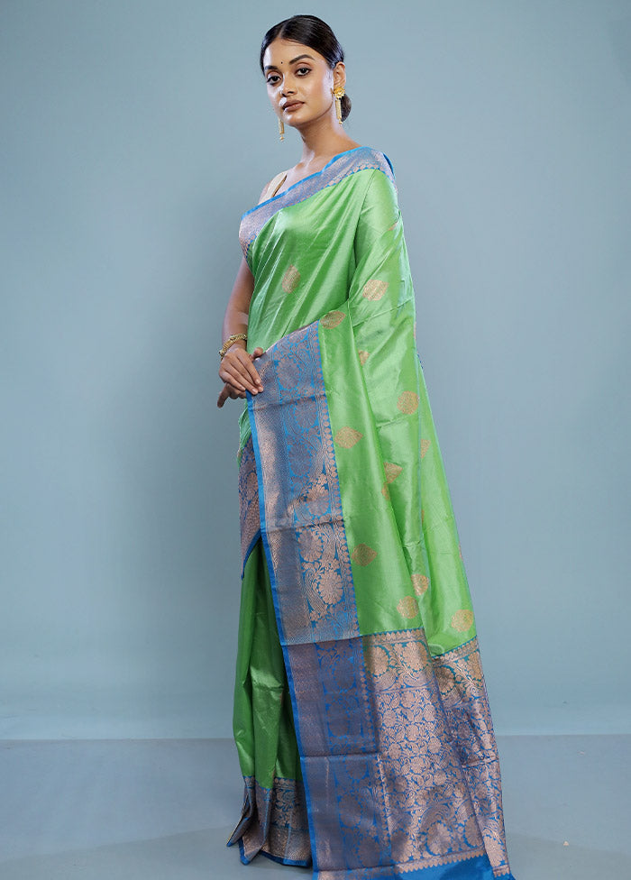 Green Katan Pure Silk Saree With Blouse Piece - Indian Silk House Agencies